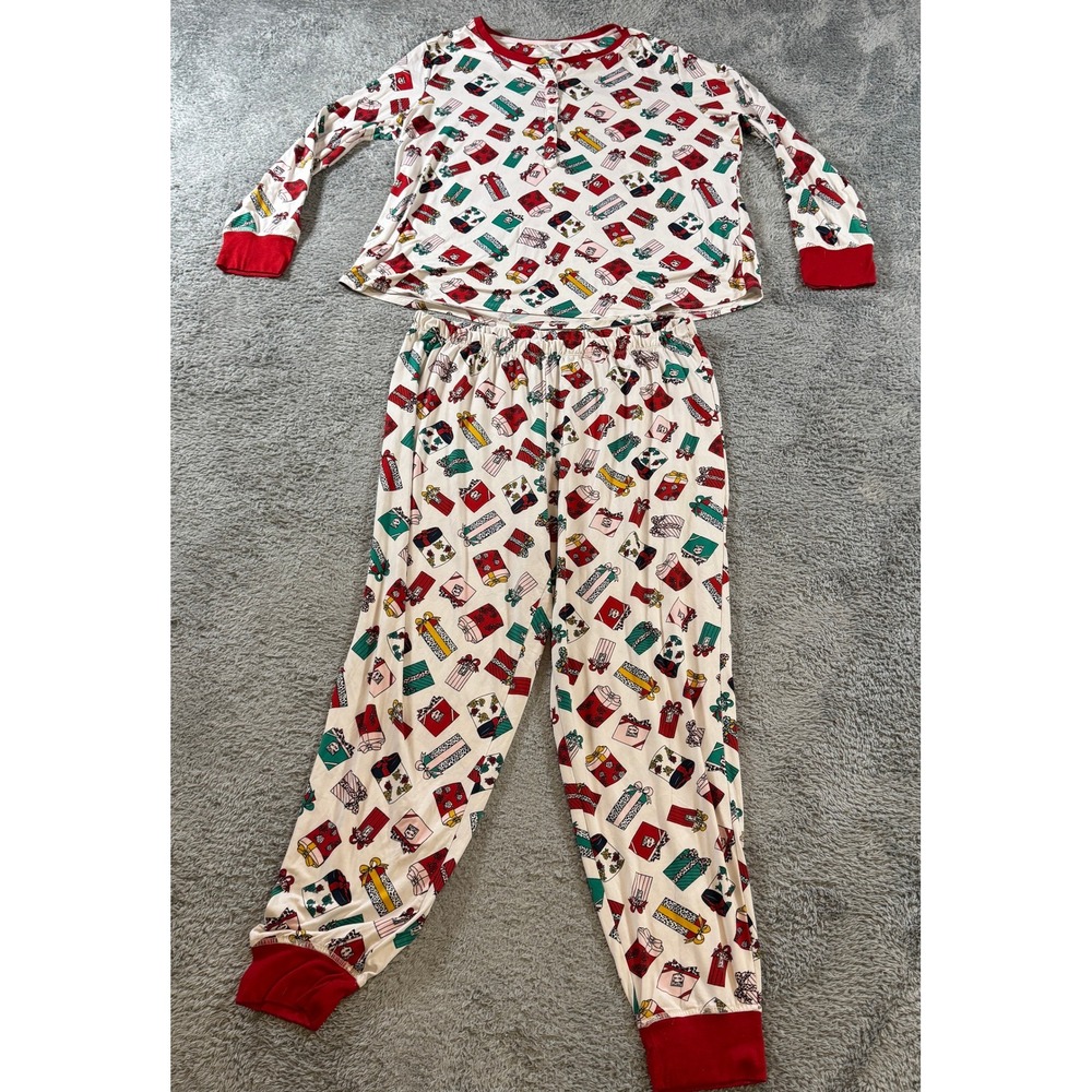 Secret Treasures Womens Christmas Gift Pajama Set 2X White Red Holiday Sleepwear